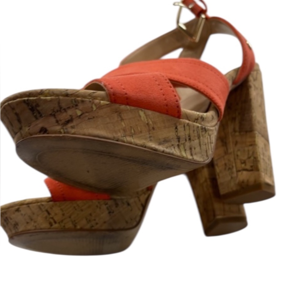 Mix No. 6 Lakita Strappy Platform Block Heel Shoes,Orange, coral, Size 7 - Picture 4 of 7